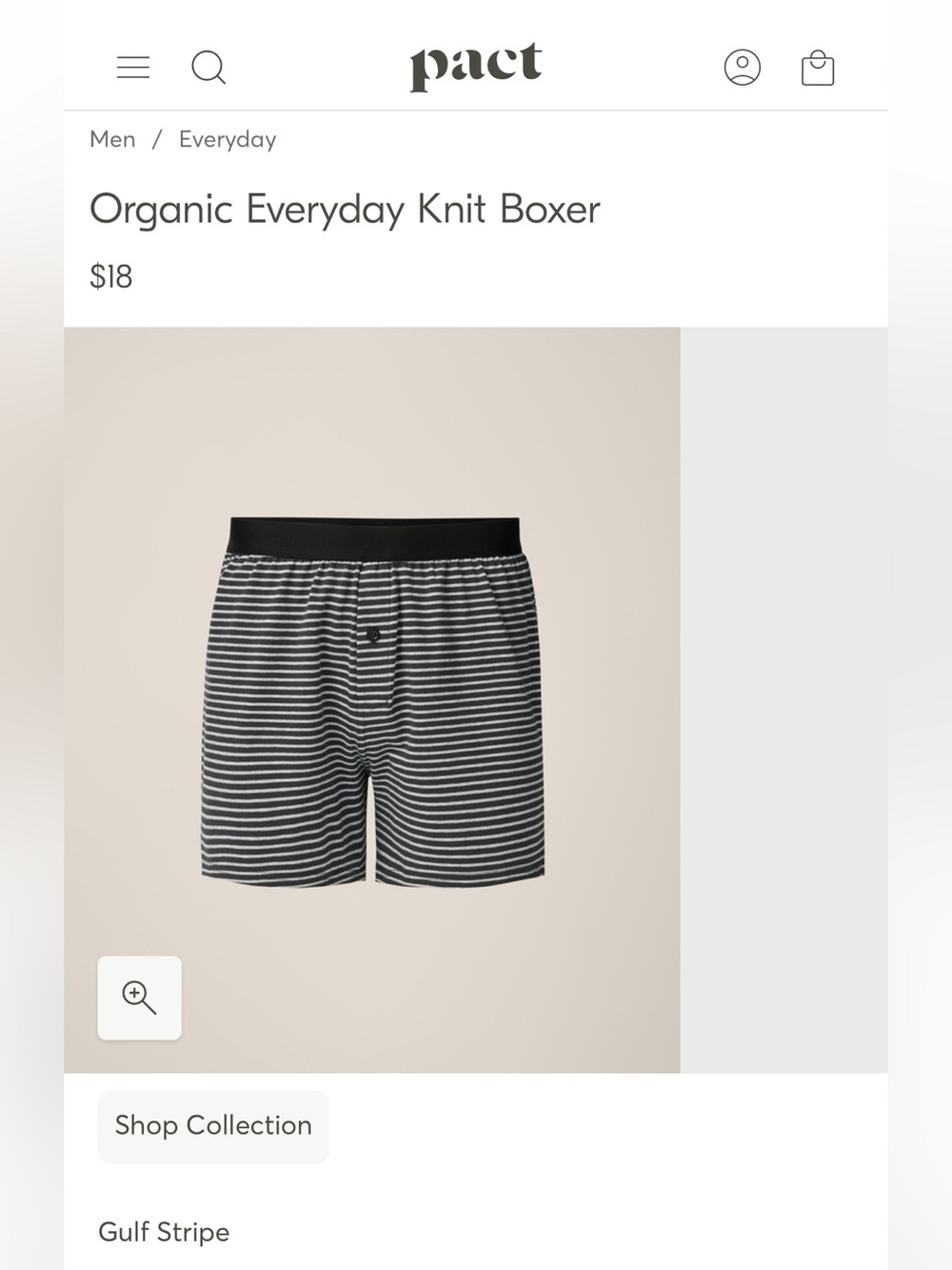 Pact Organic Everyday Knit Boxer – Gulf stripe
